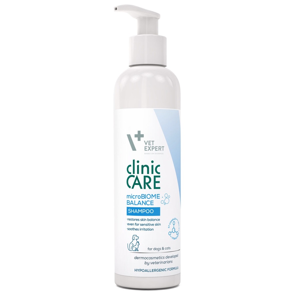 Sampon pentru caini si pisici cu blana deteriorata Clinic Care microBiome Balance, 250 ml, VetExpert