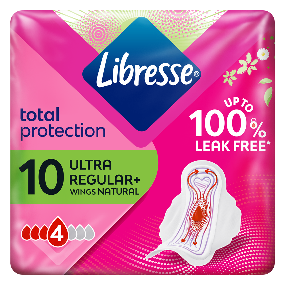 Absorbante Ultra Regular Aloe Vera Total Protection, 10 bucati, Libresse