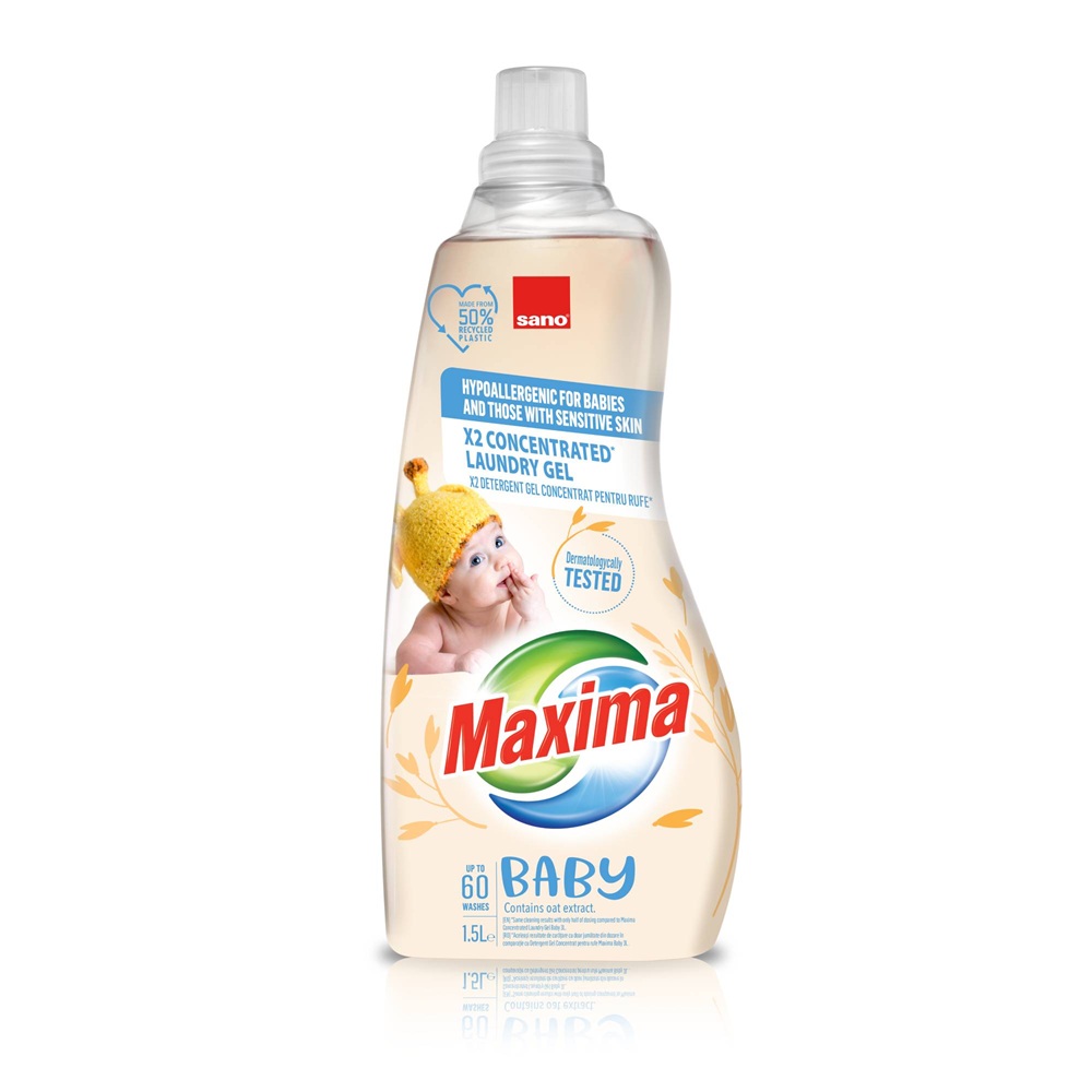 Detergent Gel concentrat pentru rufe Maxima Baby Oat, 1500 ml, Sano