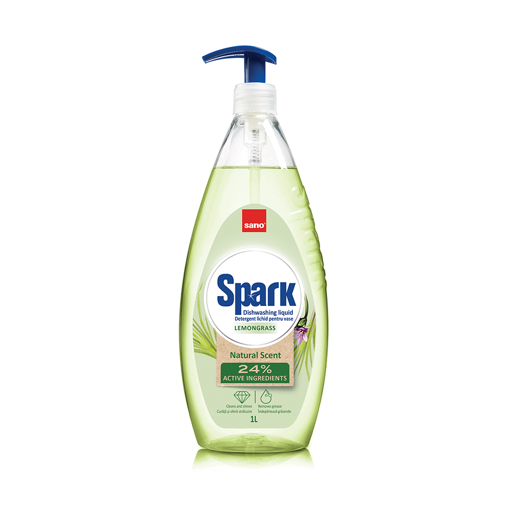 Detergent lichid pentru vase cu Lemongrass Spark, 1000 ml, Sano