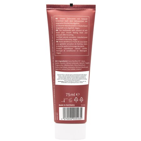 Pasta de dinti cu ulei de cocos, portocala rosie si busuioc, 75 ml, Niyok 711851