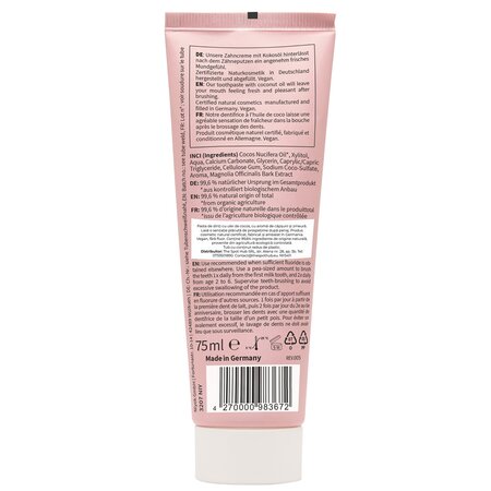 Pasta de dinti pentru copii cu ulei de cocos, capsuni si zmeura, 75 ml, Niyok 711852