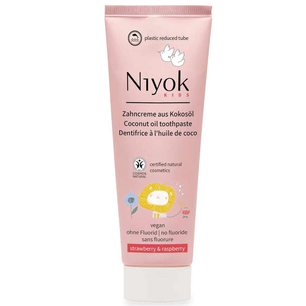 Pasta de dinti pentru copii cu ulei de cocos, capsuni si zmeura, 75 ml, Niyok