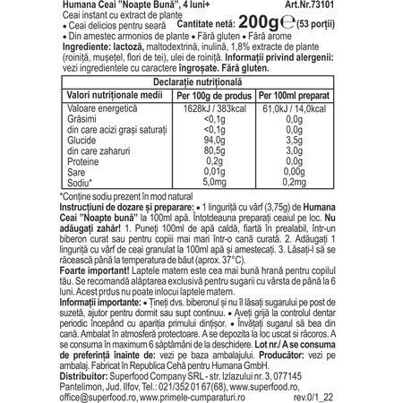 Ceai Noapte Buna, 200 g, Humana 704826