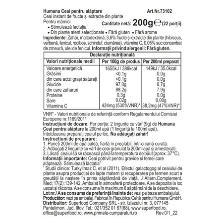 Ceai pentru alaptare, 200 g, Humana 704830
