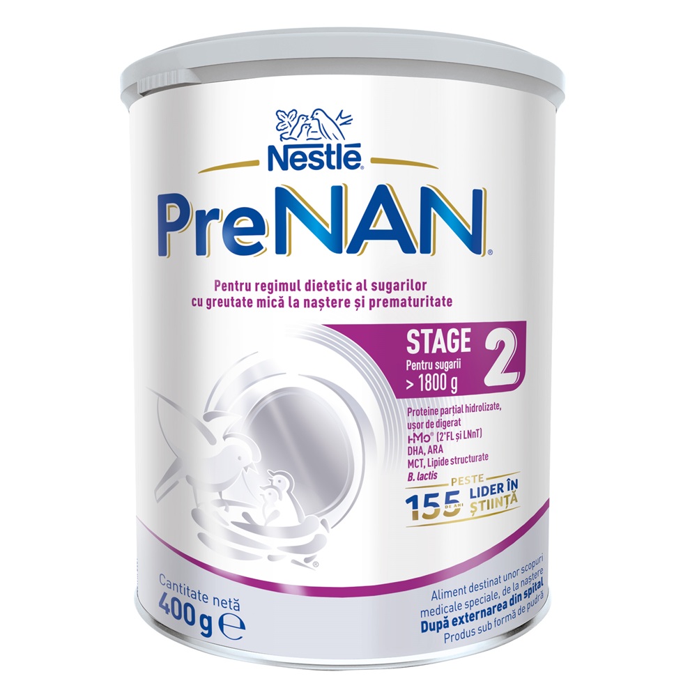 Lapte praf de la nastere PreNAN Stage 2, 400 g, Nestle