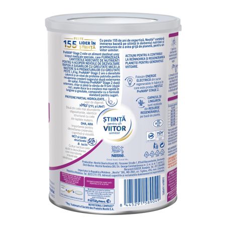 Lapte praf de la nastere PreNAN Stage 2, 400 g, Nestle 679450