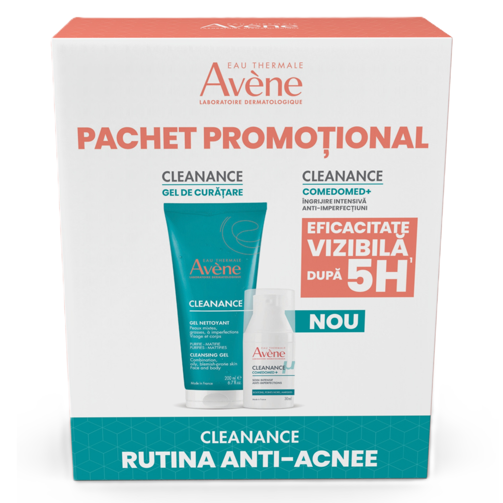 Pachet Gel de curatare pentru ten gras Cleanance, 200 ml + Concentrat anti-imperfectiuni Cleanance Comedomed, 30 ml, Avene