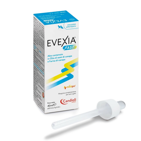 Supliment nu tritiv pentru caini si pisici cu ulei de canepa Evexia Fast, 40 ml, Candioli Pharma