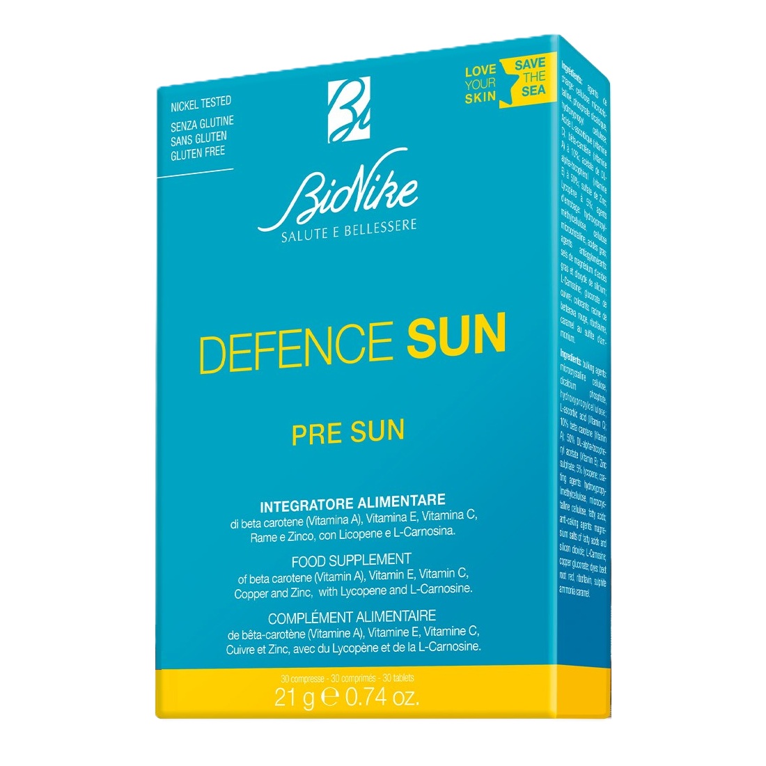 Supliment alimentar cu beta caroten Pre Sun Defence, 30 tablete, BioNike