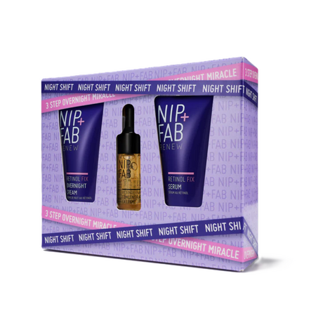 Set Ser de fata concentrat Retinol Fix 10 ml + Ser de fata Retinol Fix 20 ml + Crema de noapte Retinol Fix 20 ml, NIP+FAB