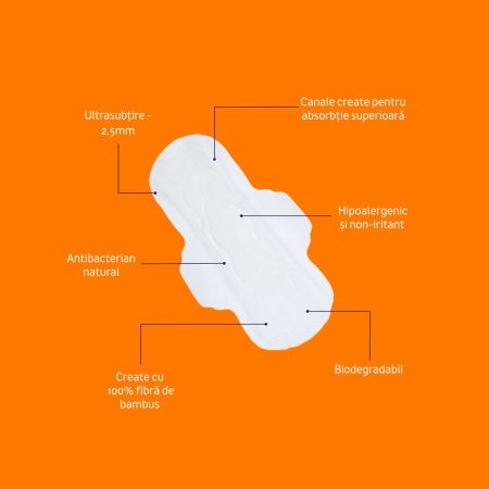 Absorbante din fibra de bambus, 10 bucati, Awena 680063