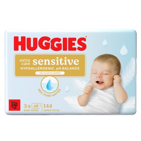 Servetele umede Extra Care Sensitive, 3 x 48 bucati, Huggies