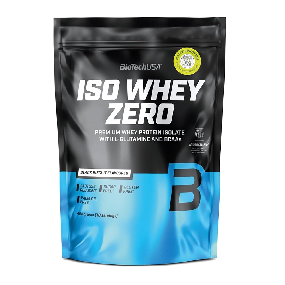 Izolat proteic din zer cu aroma de Biscuiti Iso Whey Zero, 454 g, BioTechUSA