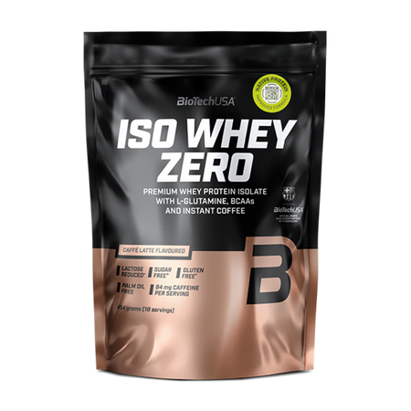 Pudra proteica cu aroma de caffe latte Iso Whey Zero, 454 g, BioTechUSA