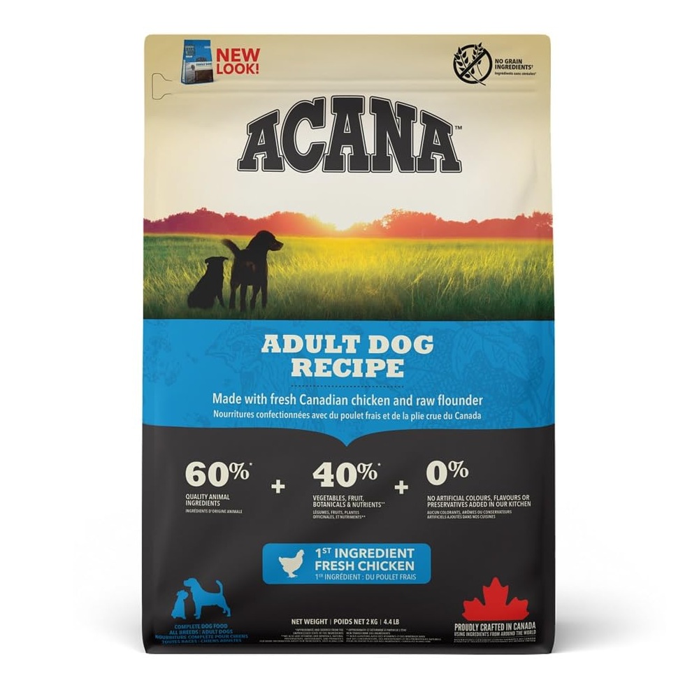 Hrana uscata cu pui si merluciu pentru caini adulti, 2 kg, Acana