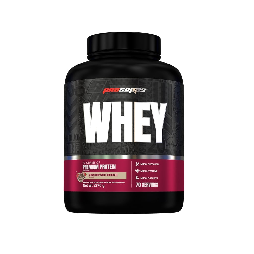 Pudra proteica din zer cu aroma de capsune si ciocolata alba Whey, 2270 g, Prosupps