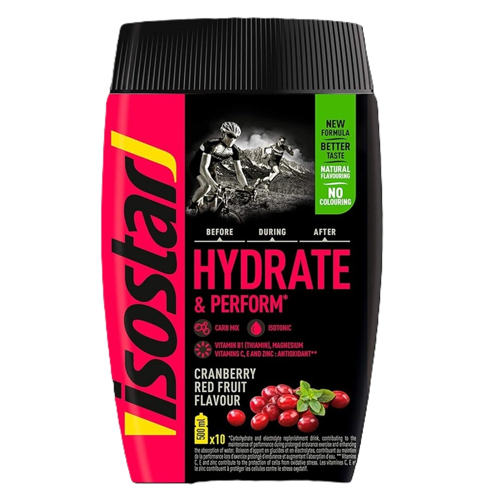 Pudra izotonica cu aroma de fructe rosii Hydrate & Perform Antiox, 400 g, Isostar