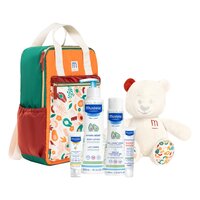 Pachet Gel de curatare par si corp, 200 ml + Lotiune de corp Hydra Bebe, 300 ml + Crema reparatoare Cicastela, 40 ml + Crema nutritiva de fata cu Cold Cream, 40 ml + Rucsac + Ursulet, Mustela