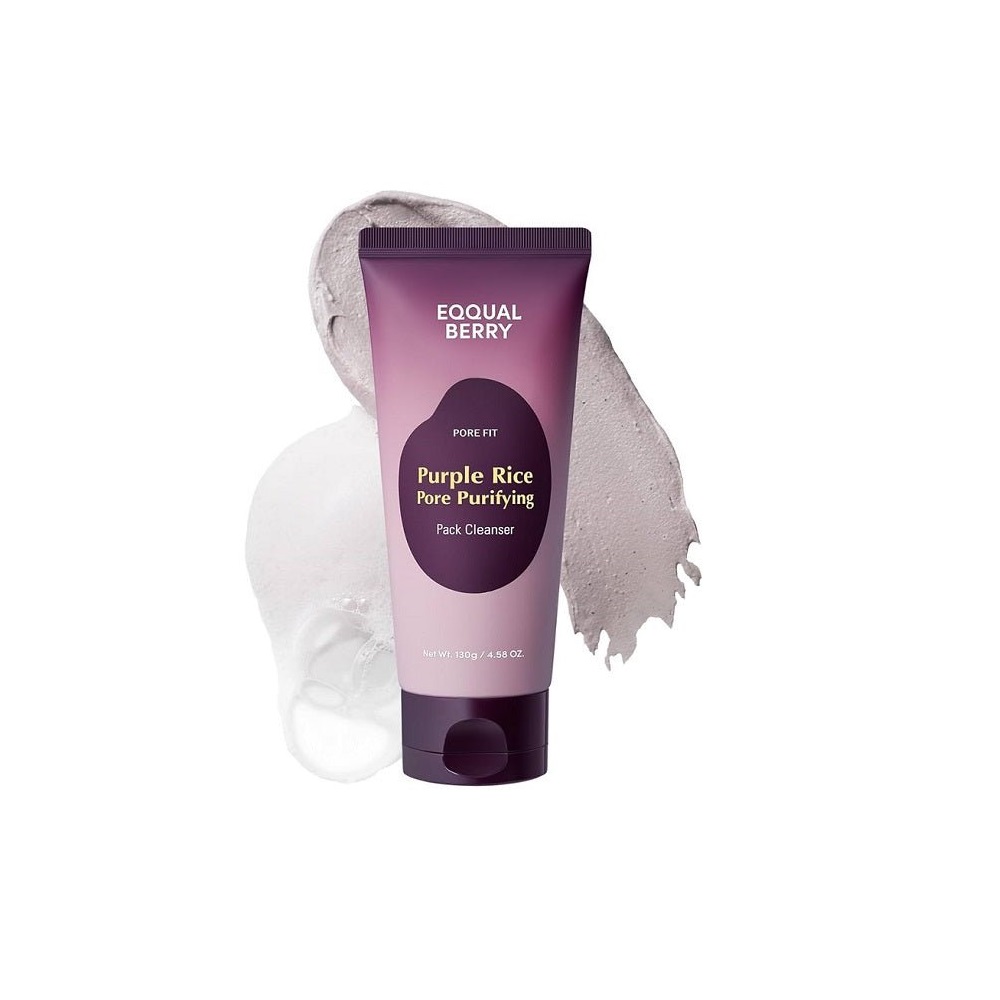 Spuma pentru curatarea tenului cu orez si argila Purple rice, 130 g, Eqqualberry