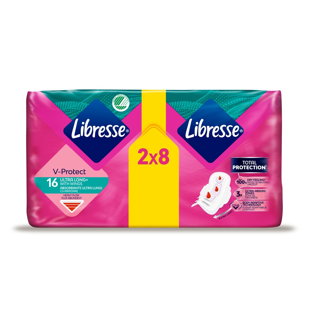 Absorbante ultra long cu aripioare, 16 bucati, Libresse