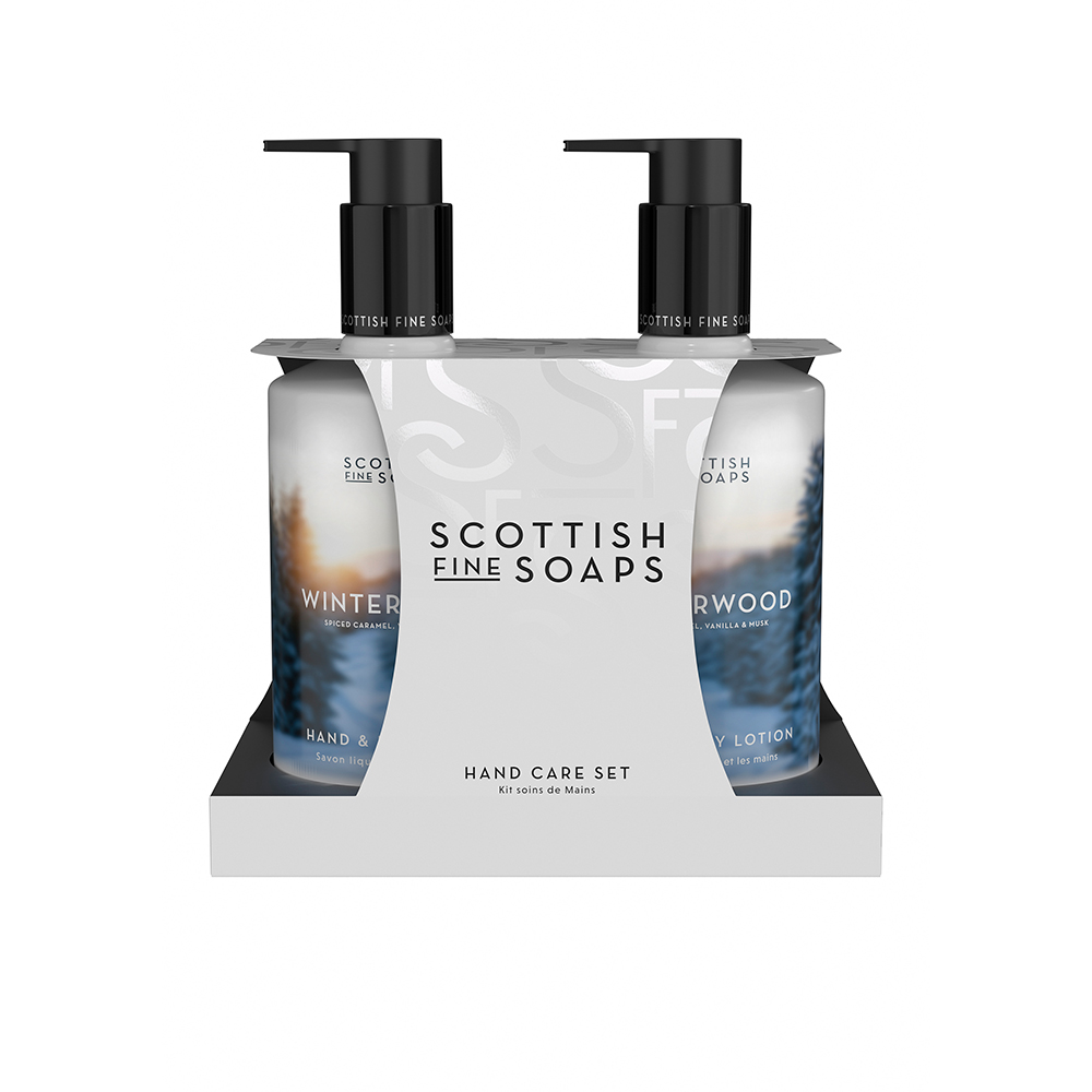 Lotiune pentru maini si corp 300 ml + Sapun lichid pentru maini si corp 300 ml Winterwood, Scottish Fine Soaps