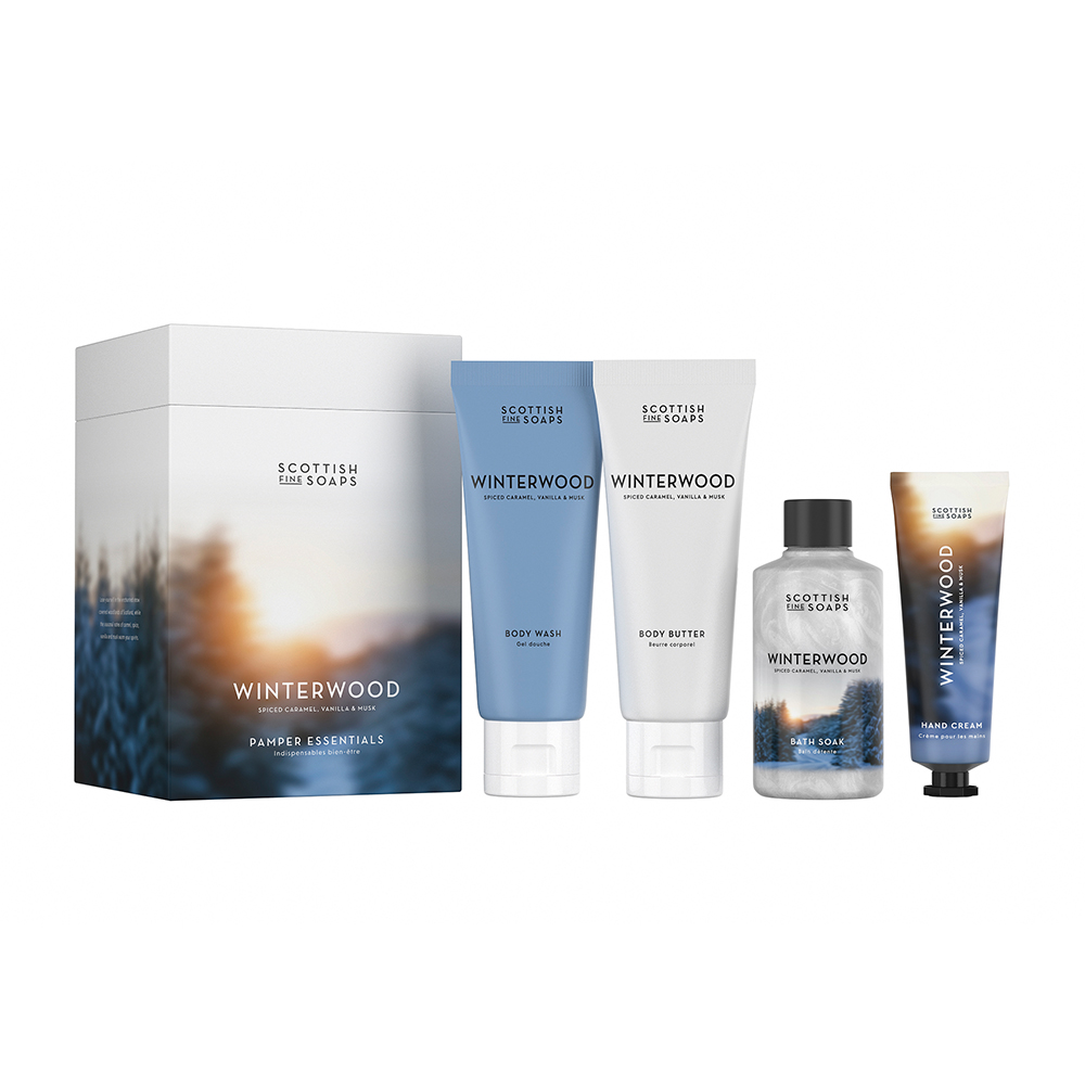 Set Gel de dus 75 ml + Crema de corp 75 ml + Spumant de baie 100 ml + Crema de maini 30 g Winterwood, Scottish Fine Soaps