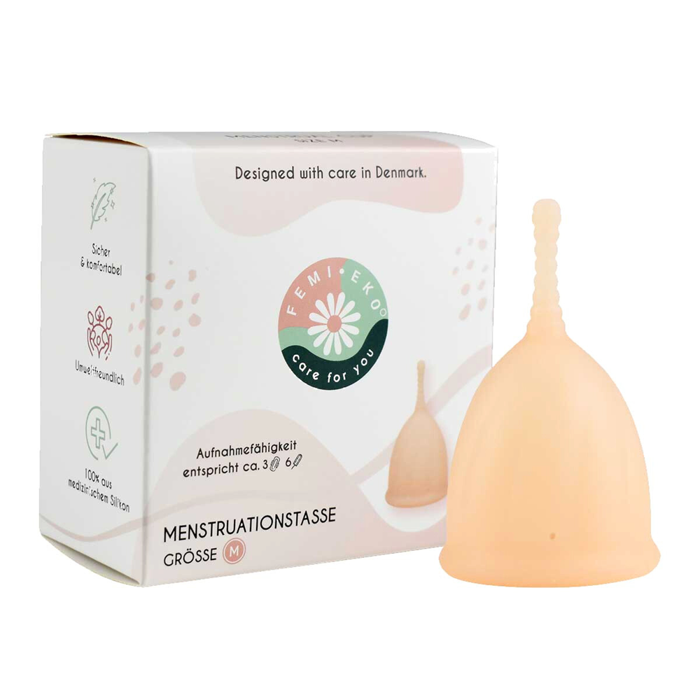 Cupa menstruala reutilizabila culoarea Powder, marimea M, 1 bucata, FemiEko