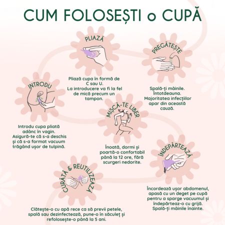 Cupa menstruala reutilizabila culoarea Powder, marimea M, 1 bucata, FemiEko 681583