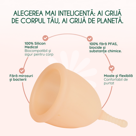 Cupa menstruala reutilizabila culoarea Powder, marimea M, 1 bucata, FemiEko 681580