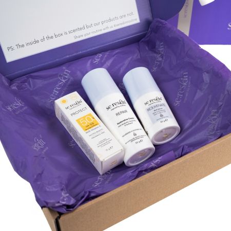 Set Ser reparator cu retinol si coenzima Q10 Rejuvenate 30 g + Crema pentru fata reparatoare Repair 50 g + Mini crema pentru fata cu SPF 50+ Protect 15 g, Se:Reskin 681661
