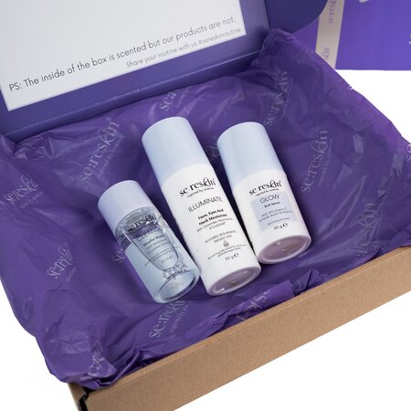 Set Apa micelara Cleanse 30 ml + Ser pentru fata iluminator Glow 30 g + Crema pentru fata Illuminate 50 g, Se:Reskin 681675