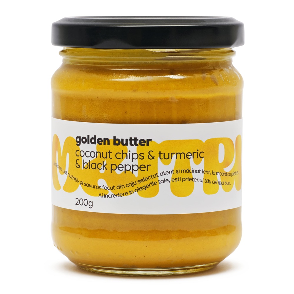 Crema din fulgi de cocos cu turmeric si piper negru Golden Butter, 200 g, Maitri