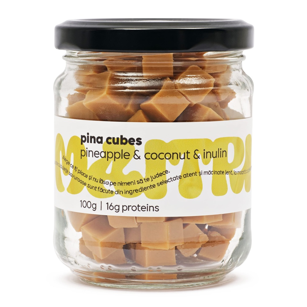 Cuburi de fudge cu ananas si cocos Pina Cubes, 100 g, Maitri