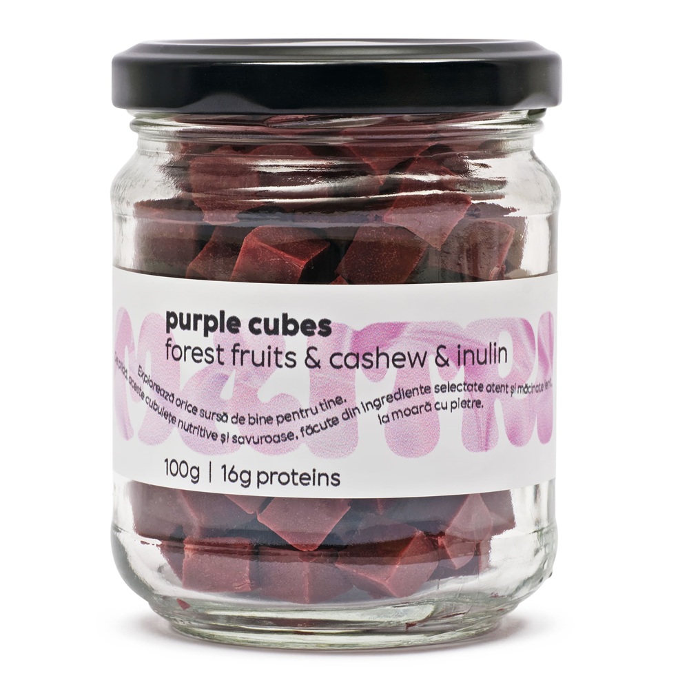 Cuburi de fudge cu fructe de padure Purple Cubes, 100 g, Maitri