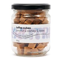 Cuburi de fudge cu lucuma si mesquite Toffee Cubes, 100 g, Maitri