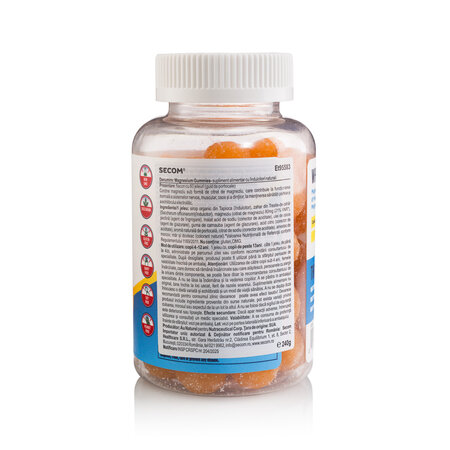 Jeleuri cu magneziu Magnesium Citrate Gummies Kal, 60 bucati, Secom 726109