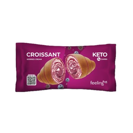 Croissant proteic cu fructe de padure, 50 g, FeelingOK