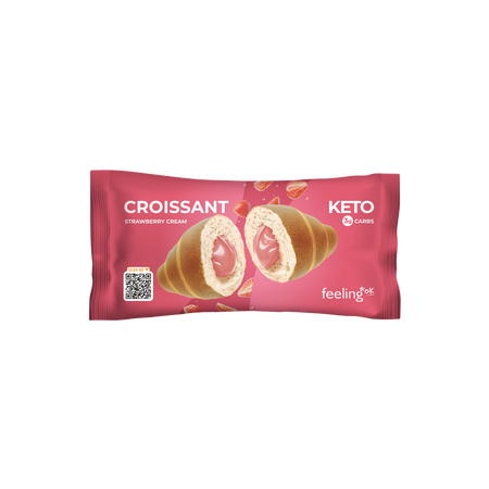 Croissant proteic cu capsuni, 50 g, FeelingOK