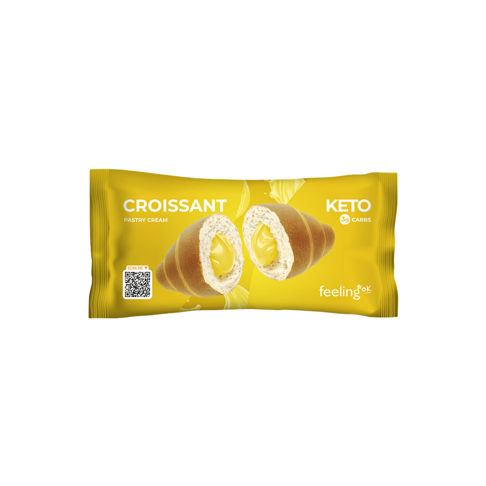 Croissant proteic cu crema de patiserie, 50 g, FeelingOK