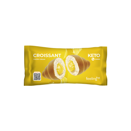 Croissant proteic cu crema de patiserie, 50 g, FeelingOK
