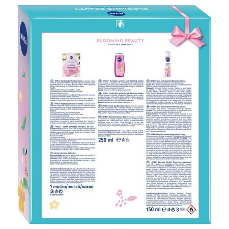 Set Gel de dus 250 ml Blooming Garden + Deodorant spray 150 ml Blooming Garden + Masca de fata servetel Skin Radiance 1 buc Blooming Beauty, Nivea 682200