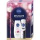 Set Gel de dus Rose & Almond Oil 250ml + Deodorant spray Black & White Invisible Clear 150ml Delicate, Nivea 682205