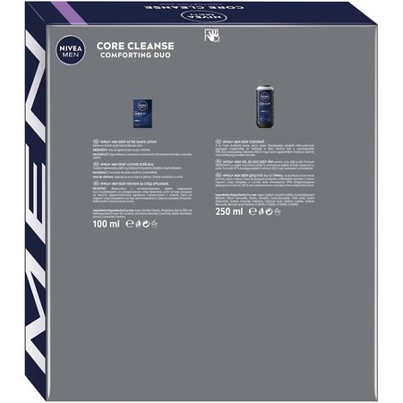 Set Gel de dus Men Deep 3 in 1, 250ml + Lotiune dupa ras Men Deep 100 ml Core Cleanse, Nivea 682262