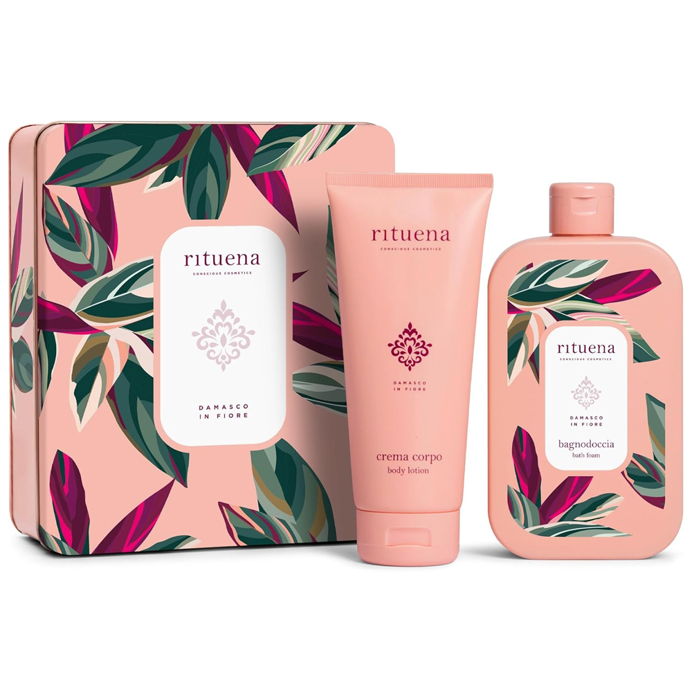 Set Gel de dus + Lotiune corp Damasco in Fiore, 400ml+200ml, Rituena