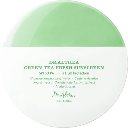 Crema de fata cu protectie solara SPF 50+ PA++++ Green Tea Fresh, 45 ml, Dr. Althea