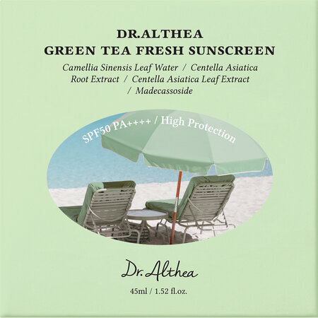 Crema de fata cu protectie solara SPF 50+ PA++++ Green Tea Fresh, 45 ml, Dr. Althea 723318