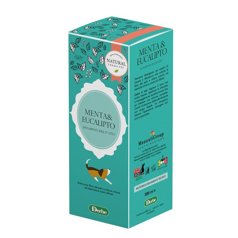 Sampon revigorant cu menta si eucalipt, 200 ml, Natural Derma Pet