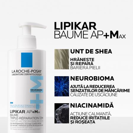 Balsam triplu reparator Lipikar Baume AP+Max, 400 ml, La Roche-Posay 682627