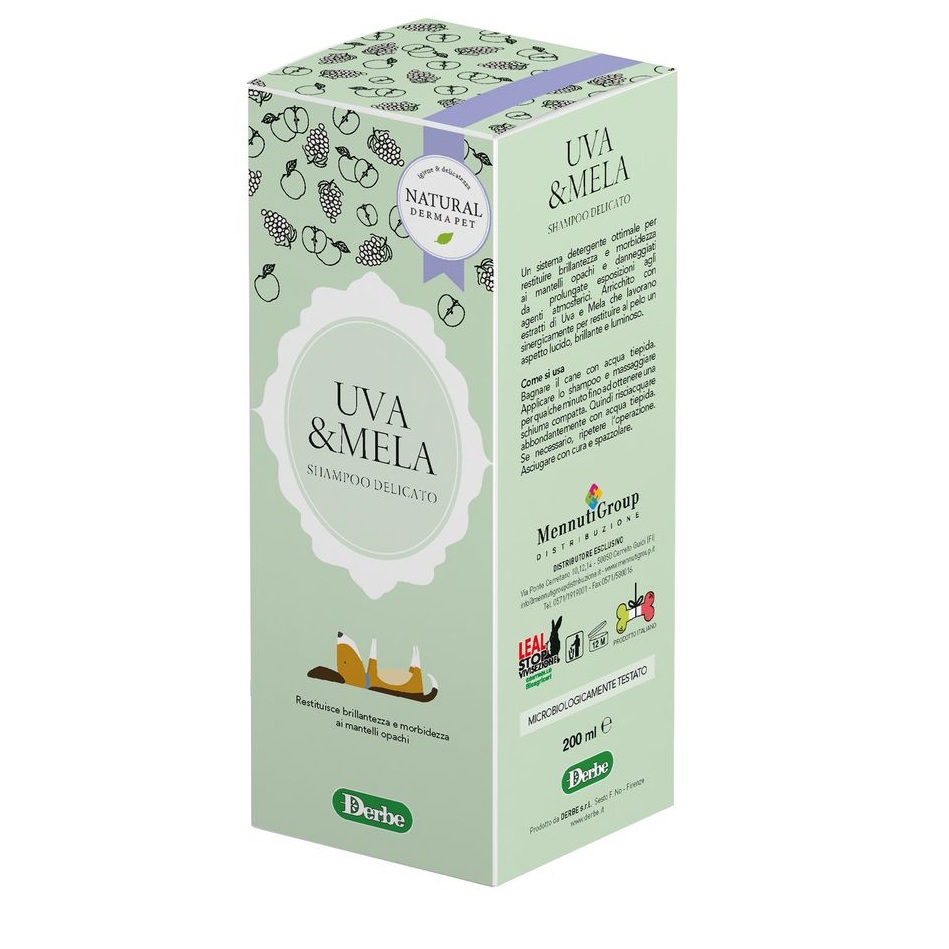 Sampon cu struguri si mar, 200 ml, Natural Derma Pet